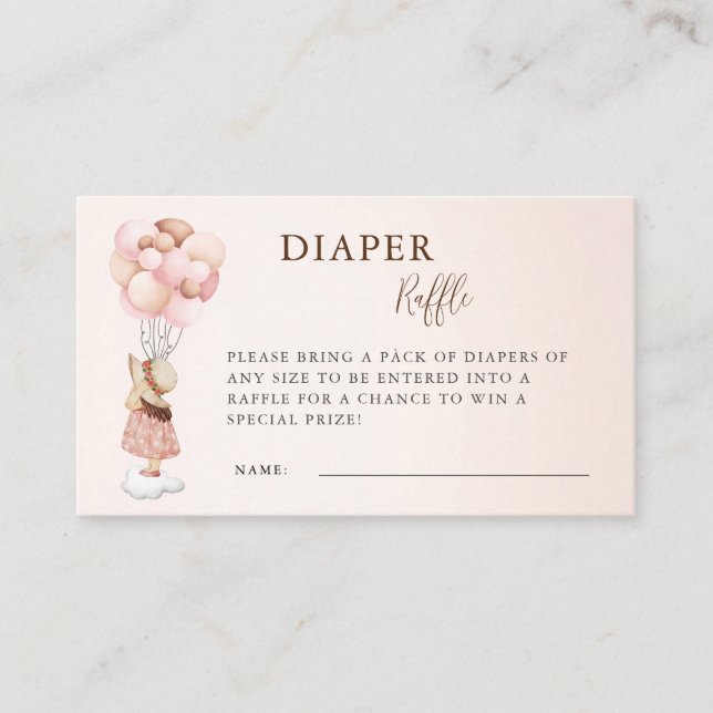 Carte D'accompagnement Fille Baby shower Aquarelle Balloon Déchets Raffle (Devant)