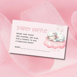 Carte D'accompagnement Fille Baby shower Lamb Rose Déchets Raffle