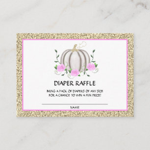 Carte D'accompagnement Fille Baby shower rose or Citrouille Déchets Raffl