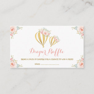 Carte D'accompagnement Fille Balloon à air chaud Blush Floral Diaper Raff