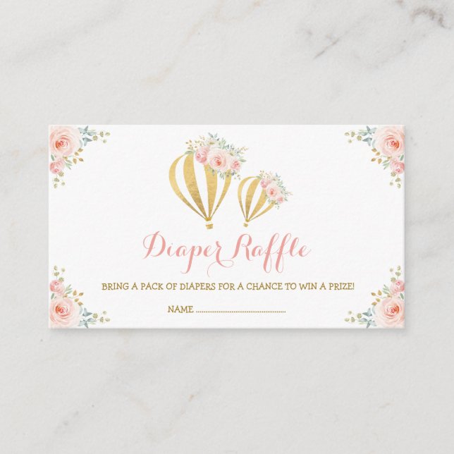 Carte D'accompagnement Fille Balloon à air chaud Blush Floral Diaper Raff (Devant)