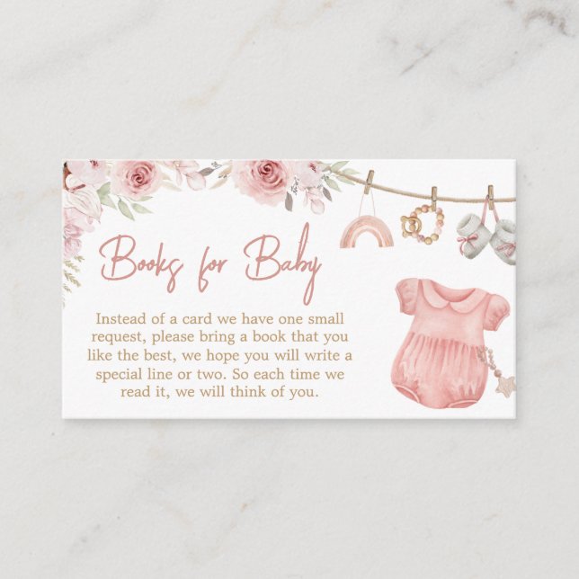 Carte D'accompagnement Fille Boho Clothesline Baby showers Livres pour bé (Devant)