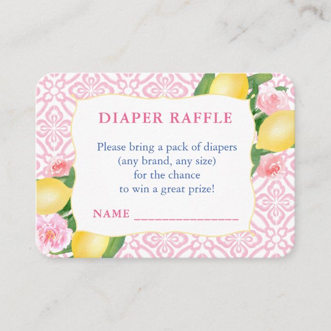 Carte D'accompagnement Fille Citron rose Baby shower Déchets Raffle (Devant)