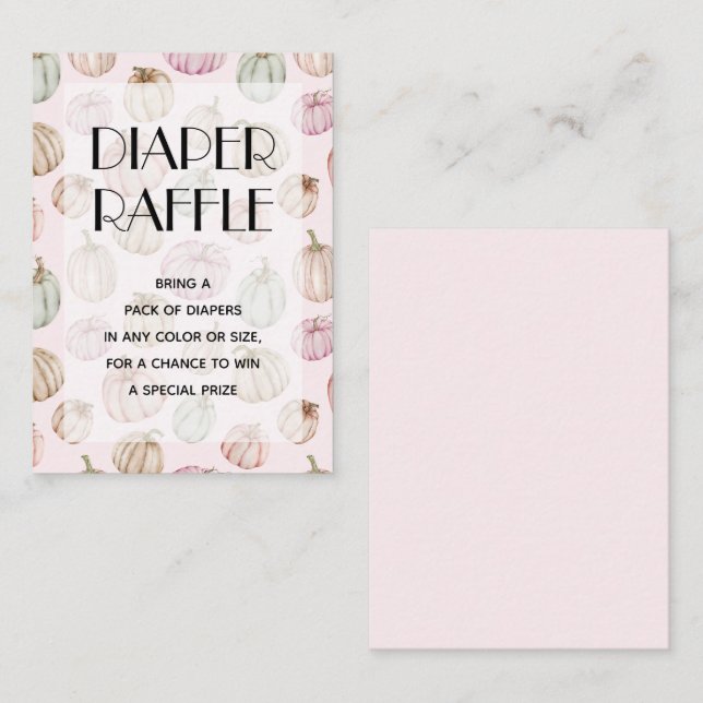 Carte D'accompagnement Fille Citrouille rose Bébé Déchets Raffle (Devant / Derrière)