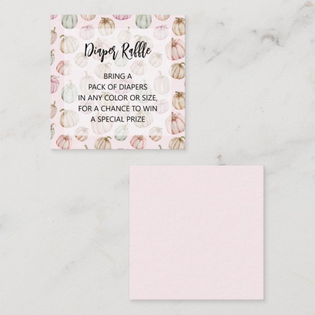 Carte D'accompagnement Fille Citrouille rose Bébé Déchets Raffle (Devant / Derrière)