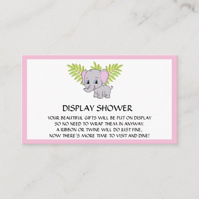 Carte D'accompagnement Fille Eléphant Baby shower Affichage Douche rose (Devant)