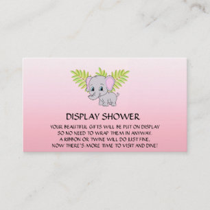 Carte D'accompagnement Fille Eléphant Baby shower Affichage Douche rose