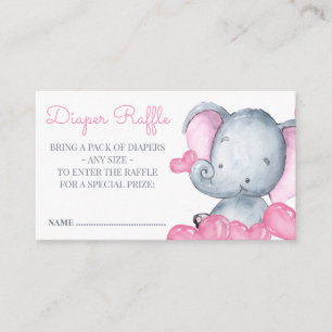 Carte D'accompagnement Fille Eléphant Baby shower Déchets Raffle