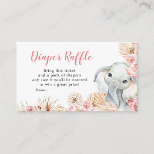 Carte D'accompagnement Fille Eléphant Boho Rose Baby shower Déchets Raffl