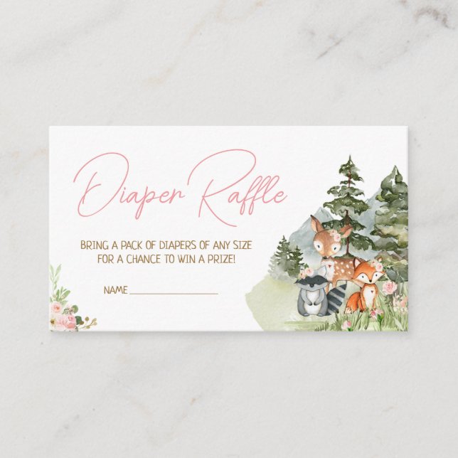 Carte D'accompagnement Fille Floral Bois Animaux Déchets (Devant)