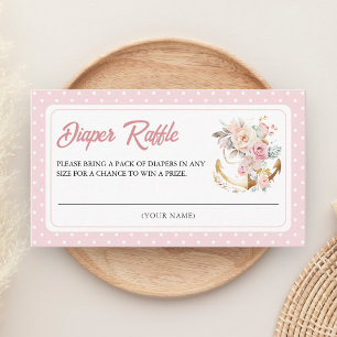 Carte D'accompagnement Fille Florale Bohème Ancre Nautique Tirage au Sort