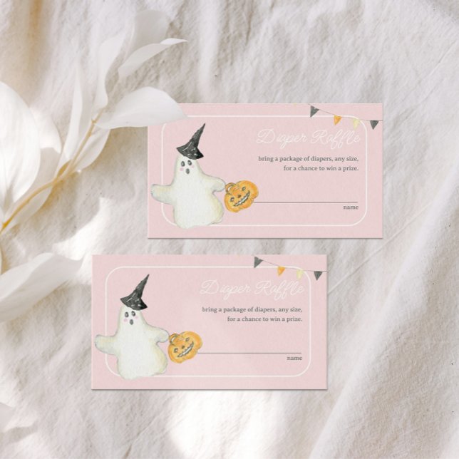 Carte D'accompagnement Fille Halloween Baby shower fantôme Déchets Raffle (Créateur téléchargé)