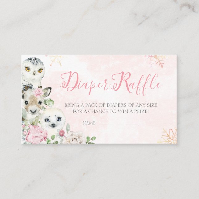 Carte D'accompagnement Fille Hiver Animaux de l'Arctique Raffle (Devant)
