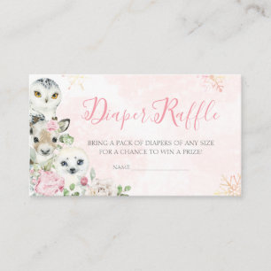 Carte D'accompagnement Fille Hiver Animaux de l'Arctique Raffle