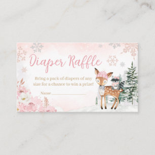 Carte D'accompagnement Fille Hiver Bois Baby shower Déchets Raffle