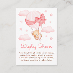 Carte D'accompagnement Fille Ours rose Balloon Baby Display Douche
