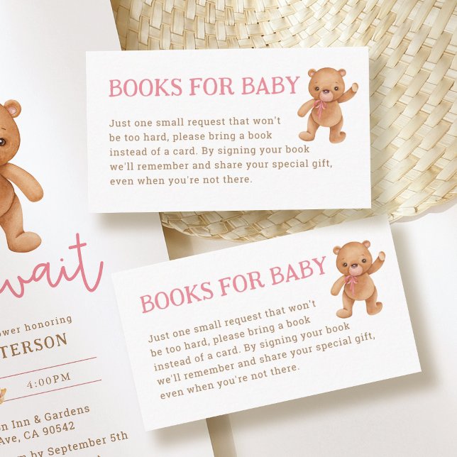 Carte D'accompagnement Fille Teddy Bear Baby shower Livres pour Baby Inse (Créateur téléchargé)