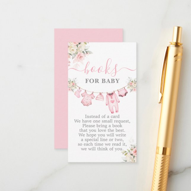 Carte D'accompagnement Fille Vêtements Baby shower Livres pour bébé (Devant/Arrière en situation)