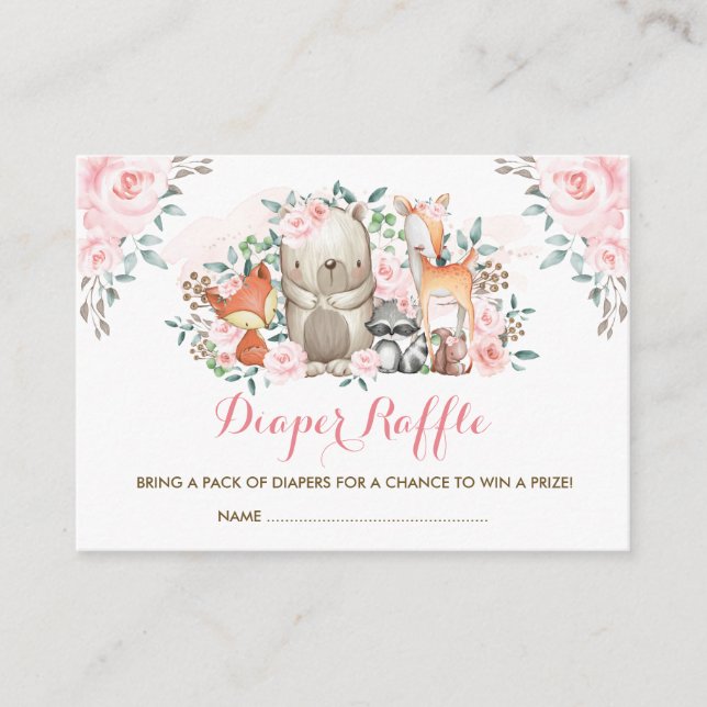 Carte D'accompagnement Fille Woodland Rose Rose Bébé Animaux Déchets Raff (Devant)