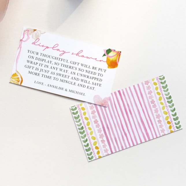 Carte D'accompagnement Filles Lemon & Bows Présentation de douche sans em (Girls Ciao Baby Display Shower Invitation Enclosure Card)