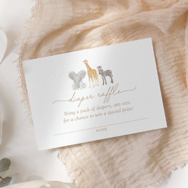Carte D'accompagnement Fillette Safari Animaux Baby shower Déchets Raffle (Créateur téléchargé)