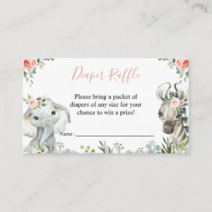 Carte D'accompagnement Fillette Safari Baby shower animal Déchets Raffle