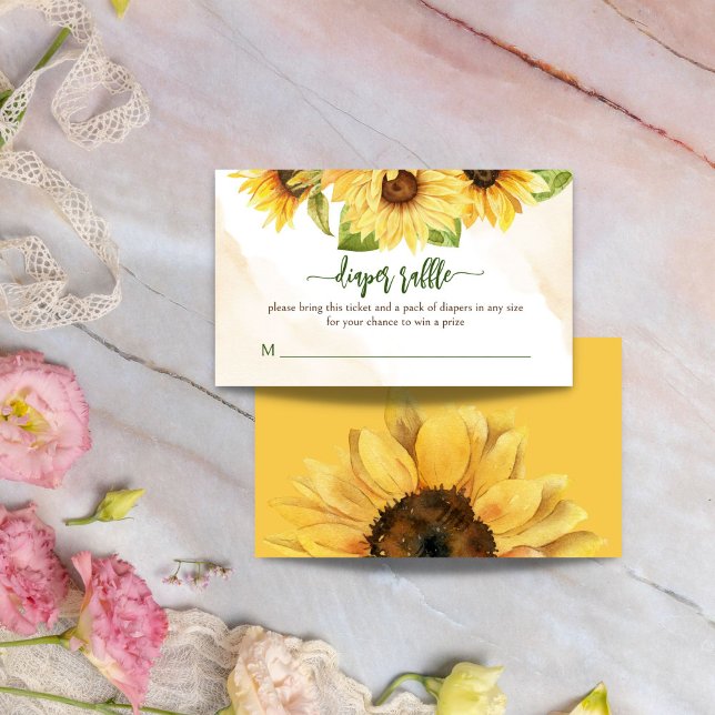 Carte D'accompagnement Fils de soleil en fleur baby shower tombole de cou (Sunflowers baby in bloom baby shower diaper raffle enclosure card diaper raffle ticket)