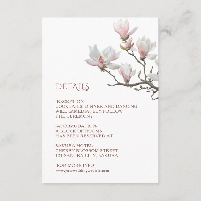 Carte D'accompagnement Fine Art Magnolia Wedding (Devant)