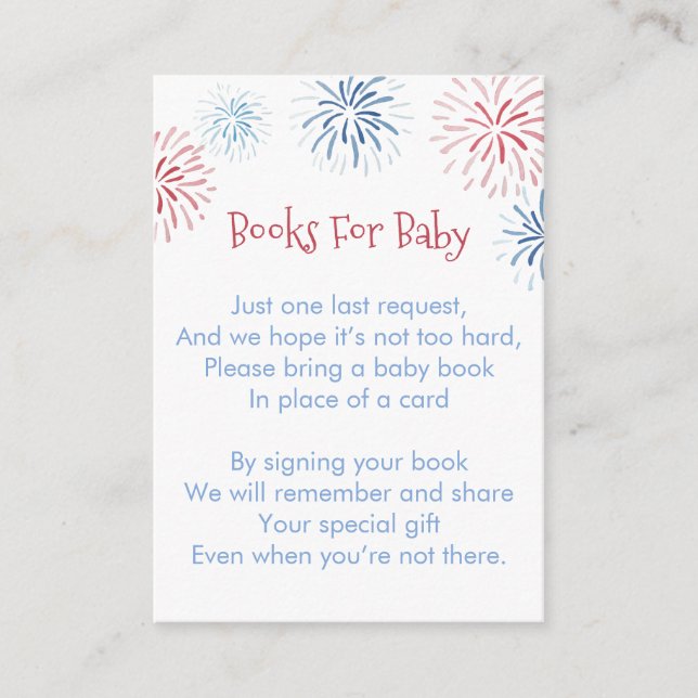 Carte D'accompagnement Fireworks Stars et Stripes Livres pour Baby shower (Devant)