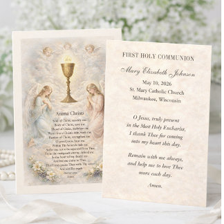 Carte D'accompagnement First Holy Communion Anima Christi Remembrance