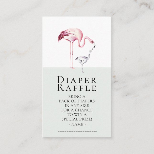 Carte D'accompagnement Flamant rose Neutre Baby shower Déchets Raffle Bil (Devant)