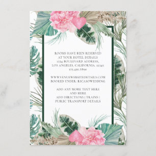 Carte D'accompagnement Flamant rose rose Tropical Détails du Mariage