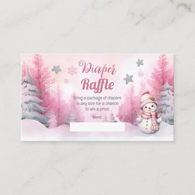 Carte D'accompagnement Flamme de neige rose Fille de neige Baby shower Dé (Devant)
