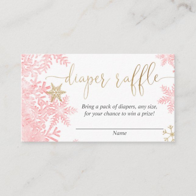 Carte D'accompagnement Flamme de neige rose or fille baby shower tombole  (Devant)