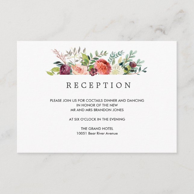 Carte D'accompagnement Fleur de campagne  Réception fermée  Mariage d'aut (Devant)