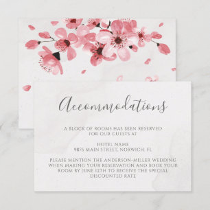 Carte D'accompagnement Fleur de cerisier rose Mariage Floral Hébergements