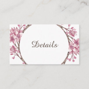 Carte D'accompagnement Fleur de cerisier rose printemps. Détails du maria