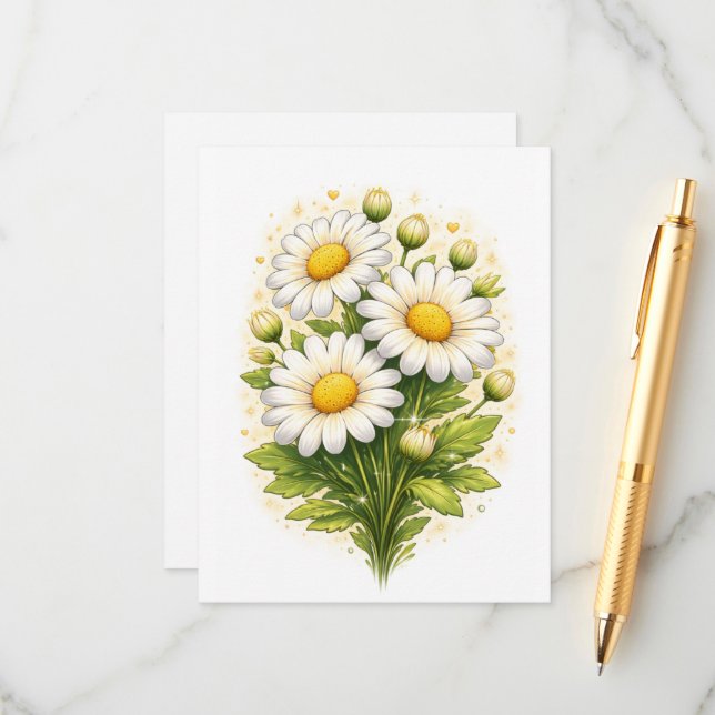 Carte d'accompagnement Fleur de Daisy (Devant/Arrière en situation)