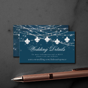 Carte D'accompagnement Fleur de Lis Lumières Bleues Marine Site Mariage