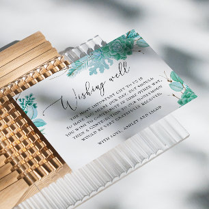 Carte D'accompagnement Fleur de menthe pastel succulents mariage désirant
