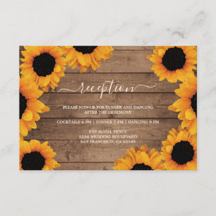 Carte D'accompagnement Fleur de soleil rayonnante Réception de mariage en