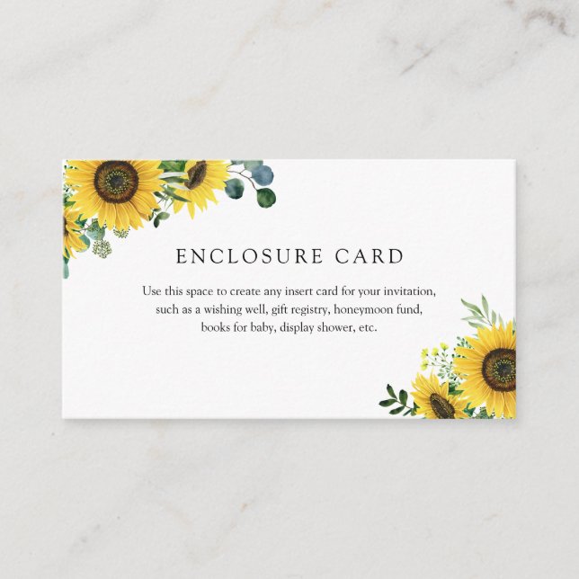 Carte d'accompagnement Fleur de Tournesol Aquarell (Devant)
