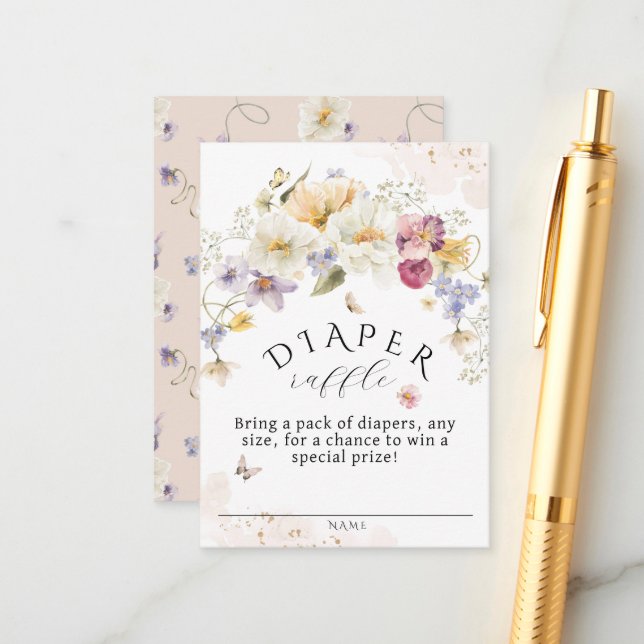 Carte D'accompagnement Fleur Fleur sauvage Baby shower rustique  Déchets  (Devant/Arrière en situation)