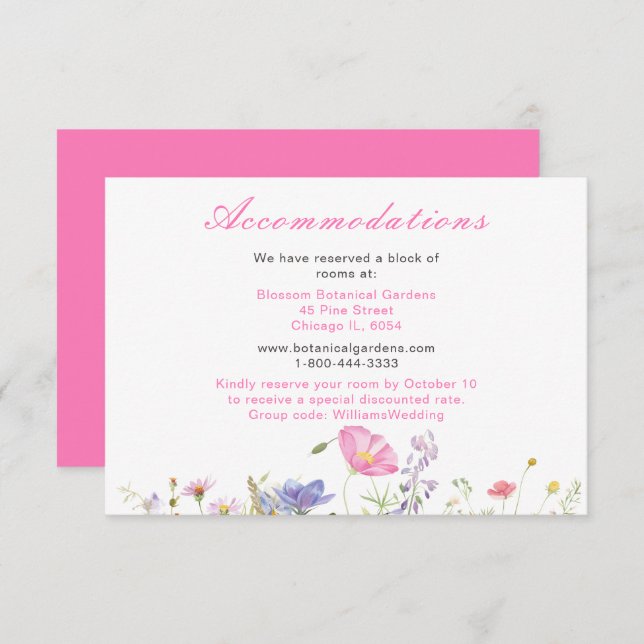 Carte D'accompagnement Fleur printanière de fleurs sauvages  (Devant / Derrière)