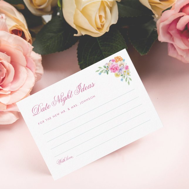 Carte D'accompagnement Fleur rose Date Nuit Idées Fête des mariées (Créateur téléchargé)