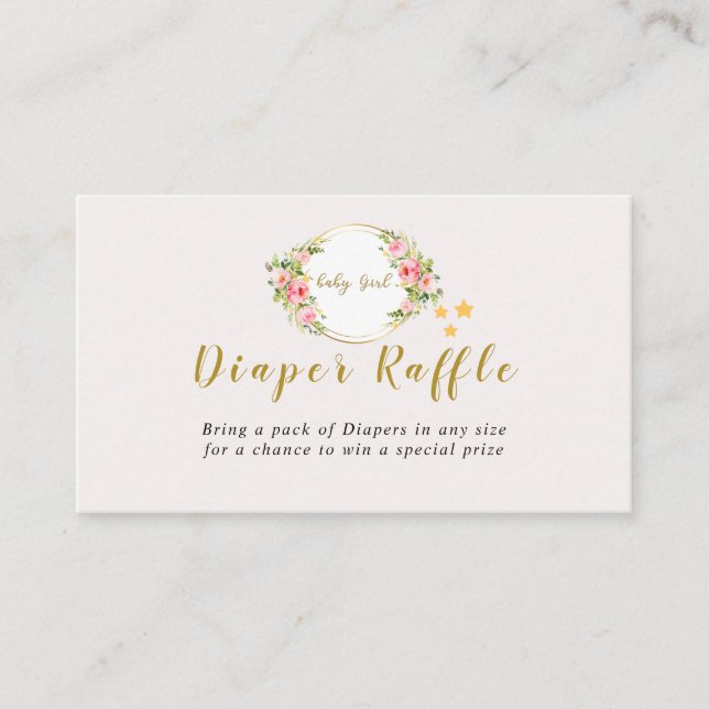 Carte D'accompagnement Fleur rose et or baby shower fille bébé (Devant)