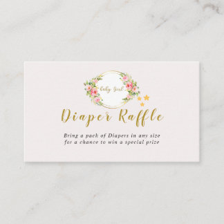 Carte D'accompagnement Fleur rose et or baby shower fille bébé