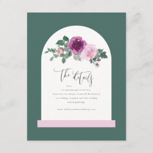 Carte D'accompagnement Fleur rose Floral Perle d'Ivoire Arche Feuillue Ve