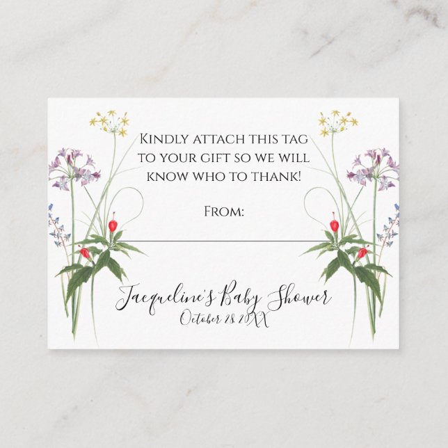 Carte D'accompagnement Fleur Sauvage Aquarelle Fleurale et Abeille Invita (Dos)