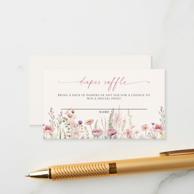 Carte D'accompagnement Fleur sauvage Baby shower de champ Déchets (Devant/Arrière en situation)